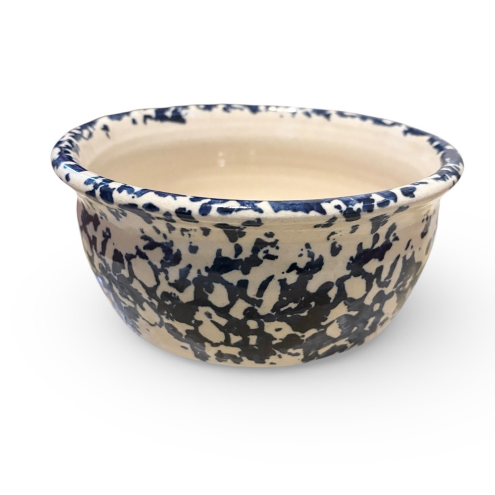 PR Storie Pottery Co-Artistic Blue and Cream Ceramic Bowl- great condition